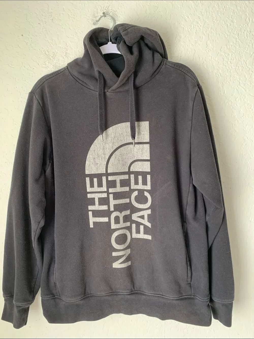 The North Face Men's Charcoal Pullover Hoodie with Large Logo Size M
